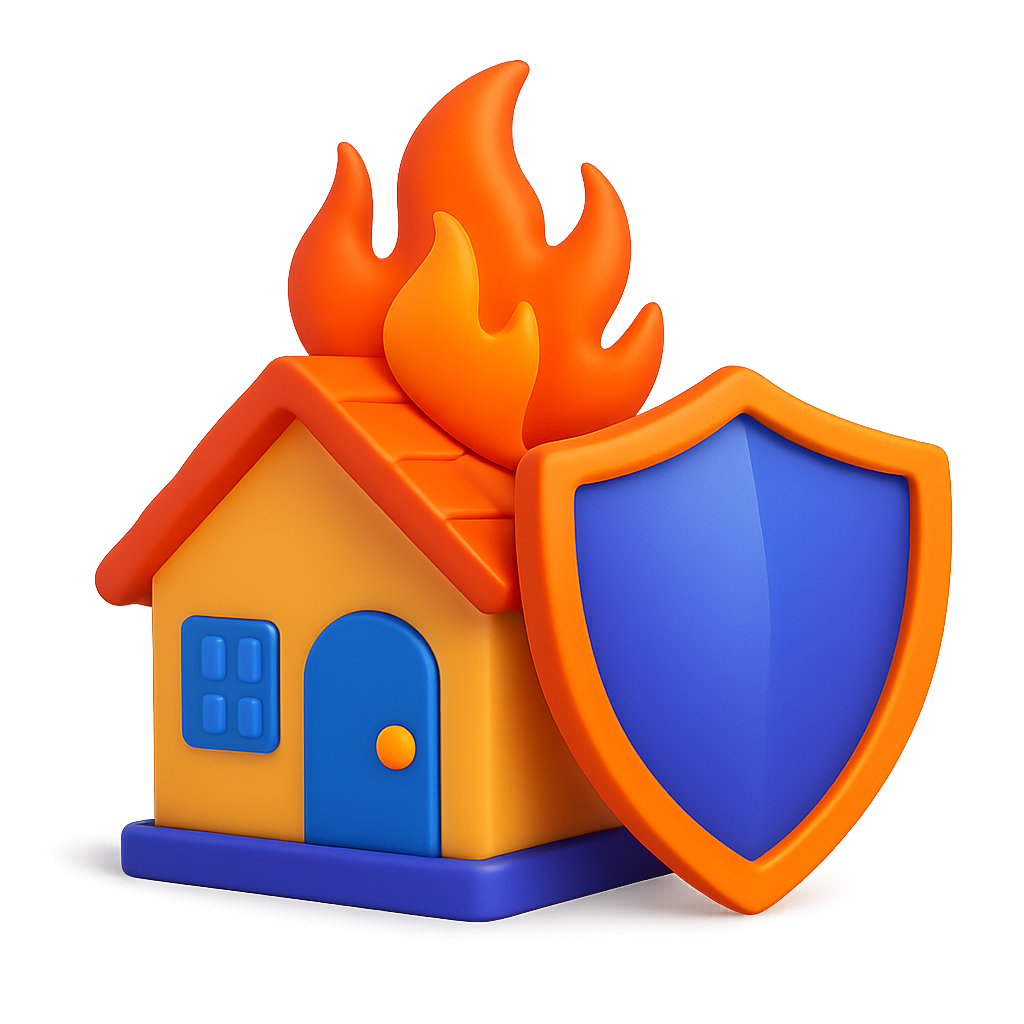 illustrazione casa assicurazione incendio e scoppio