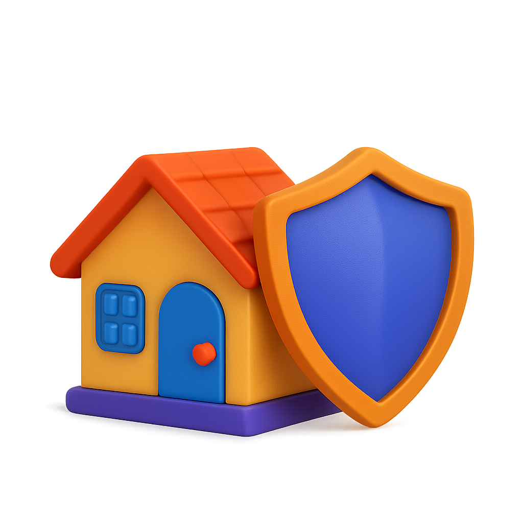 illustrazione casa con scudo